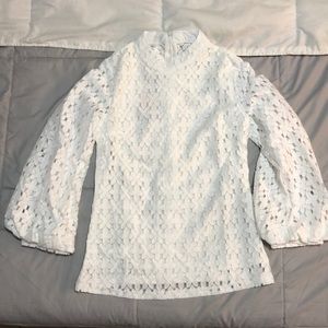 White crochet top with bell sleeves